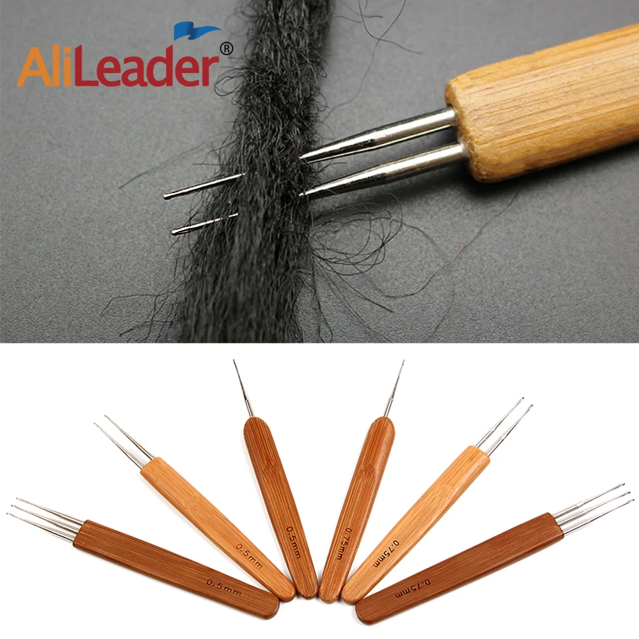 

AliLeader Cheap 0.75mm/0.5mm 3PC Bamboo Crochet Hooks Knitting Needles Aluminum Hook Dreadlock Hook Human Hair Styling Tools