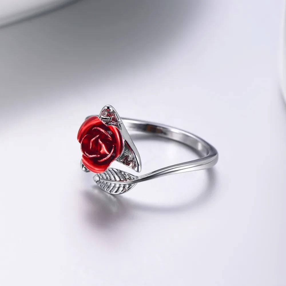 U7 горячая Распродажа кольца регулируемые розы золотистого цвета отверстие кольца на палец для женщин подарок на день Святого Валентина Прямая поставка R1020