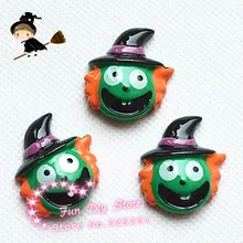 Смола ведьма с шляпу для Хэллоуина Смола Кабошон Flatbacks плоской задней Скрапбукинг 50 шт./лот 28*33 мм
