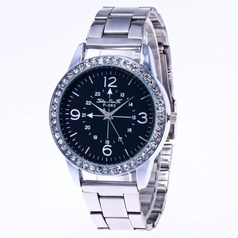 

Top Clock Brand Luxury New fashion silver stainless steel Business watch women dress watches Design diamonds Analog Quartz Wrist