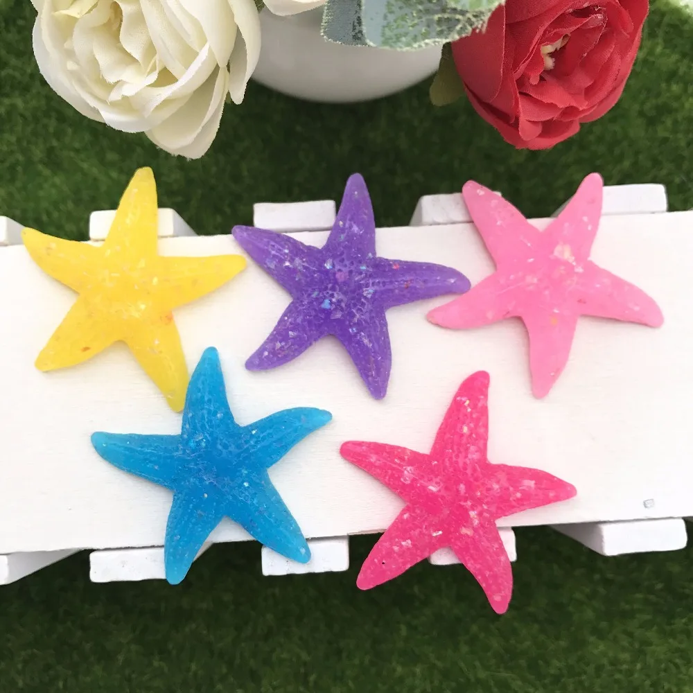 

Free Shipping!! Resin starfish 10pcs/lot Glitter Kawaii Set for Crafts Making,Convex circular DIY, Phone Decoration mix