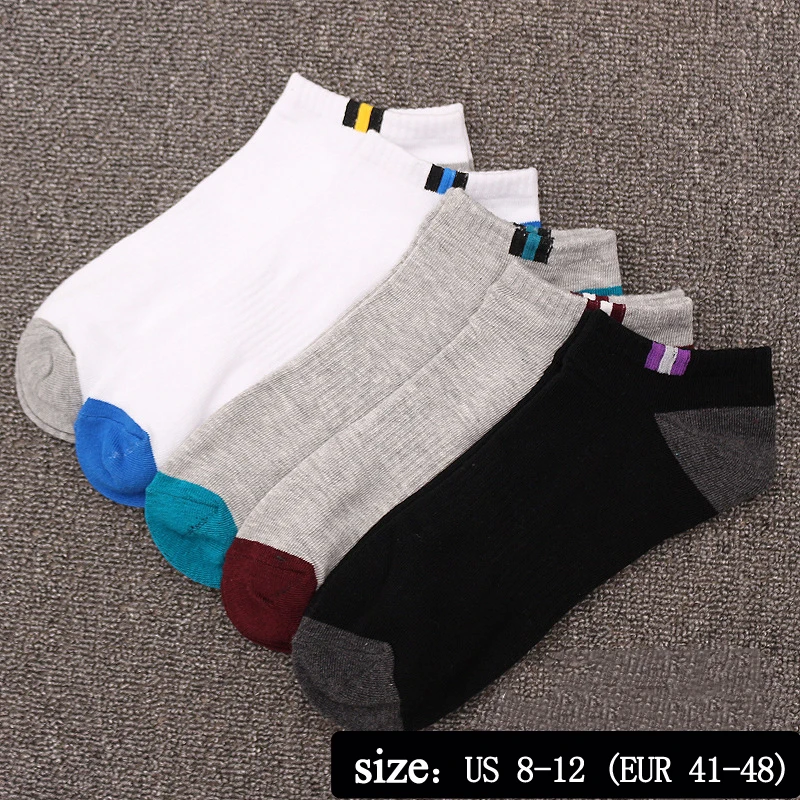

5 Pairs/Lot Men's Cotton Socks Fashion Male Boat Socks Shallow Mouth Absorb Sweat Man Short Socks size US 8-12 (EUR 41-48)