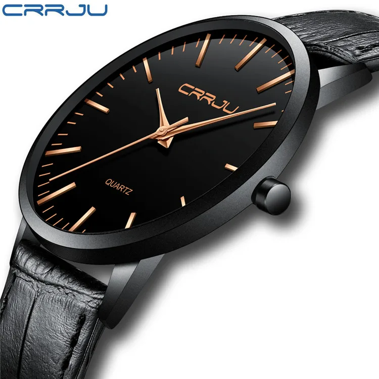 ตัวเลือกสินค้า ใหม่นาฬิกาข้อมือบุรุษนาฬิกาสุดหรู CRRJU Men Quartz นาฬิกาตาข่ายสแตนเลสสตีล Ultra บางนาฬิกา Relogio Masculino
