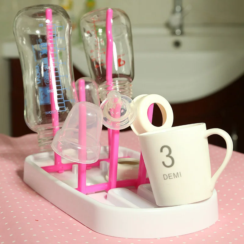 Baby Bottle Foldable Stand Kids Nipple Easy Clean Drying Rack Cute Drier Infant Pacifier Holder Portable Water CleanShelf T0705 (5)