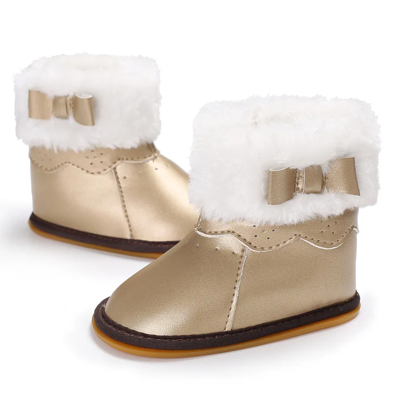 Сезон весна-осень; 0-1 лет; обувь для маленьких девочек с резиновой подошвой; теплые зимние ботинки из хлопка; детская обувь; обувь для малышей - Цвет: Золотой