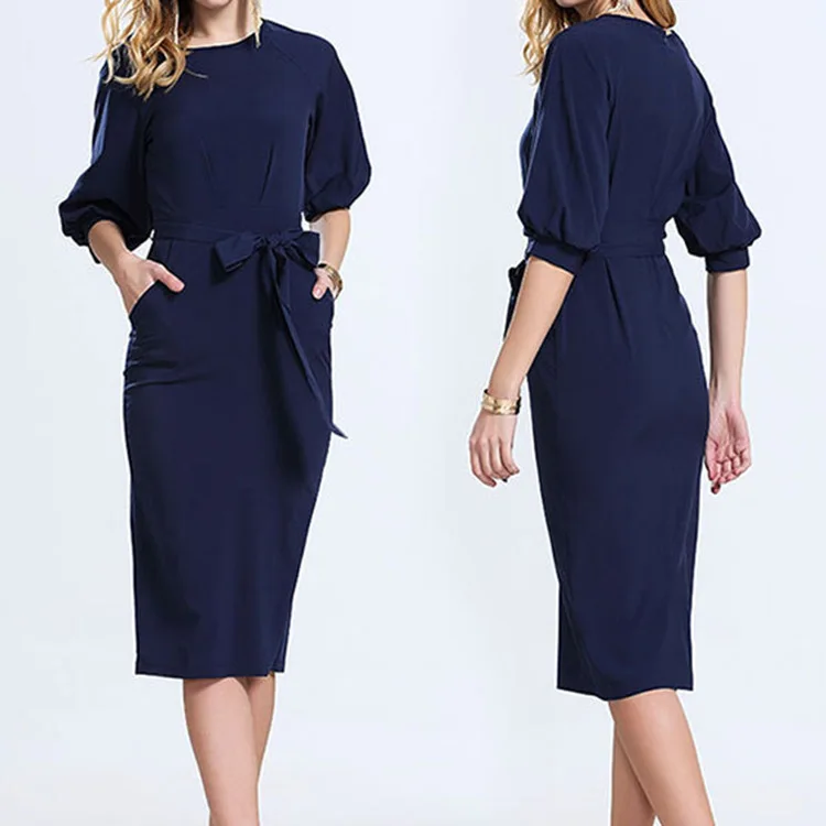 

Women Dress Puff Sleeve Acrylic Fiber+ Pencil Dresses Slim Figure Spandex Chiffon
