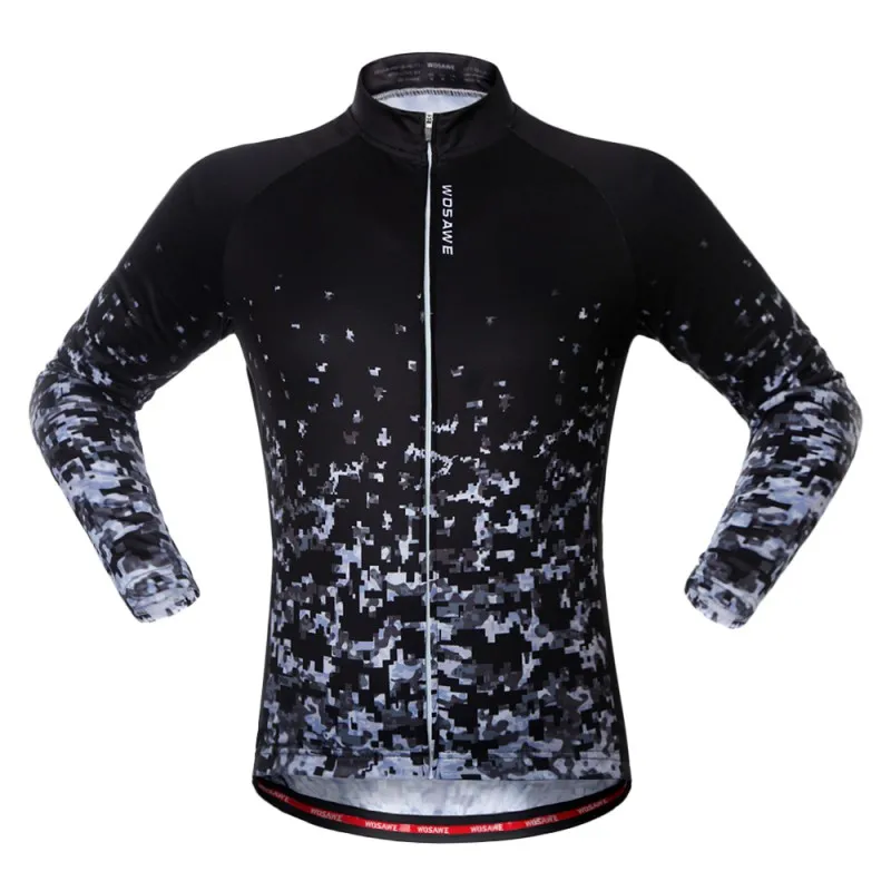 Велоспорт Джерси с длинным рукавом молния Верхняя спортивная одежда печать быстросохнущая одежда Лыжная куртка - Цвет: B