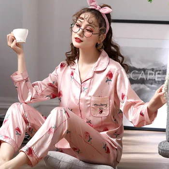 

Women's Pajamas Sets 2019 Lounge Sleepwear Bedgown for Ladies Home Clothes 2PCS Pyjamas Leisure Wear Pajamas Homewear