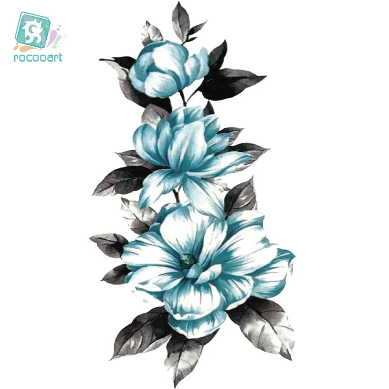 

Rocooart QC692 Long Colorful HD Sexy Body Art Red White Blue Flowers Circle Design Temporary Fake Tatoo Sticker Taty Tatoo