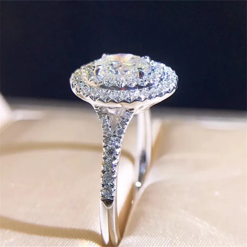 Ручной работы леди Soild 925 пробы серебро кольцо из розового золота с изящным кристаллом 0.6ct Сона AAAAA Cz Обручение обручальное кольца для женщин ювелирные изделия