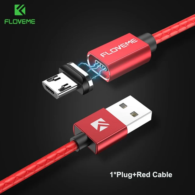 FLOVEME Магнитный Micro USB кабель для samsung S6 S7 Edge телефонный кабель 3A Быстрая зарядка зарядное устройство магнит Microusb Кабели для мобильных телефонов - Цвет: Красный