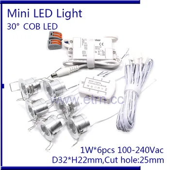 

Full set of Ceiling LED Mini Spotlight 1W*6PCS 100-240V AC IP52 used for showcase. stairs, corner, ceiling at shops, restaurant