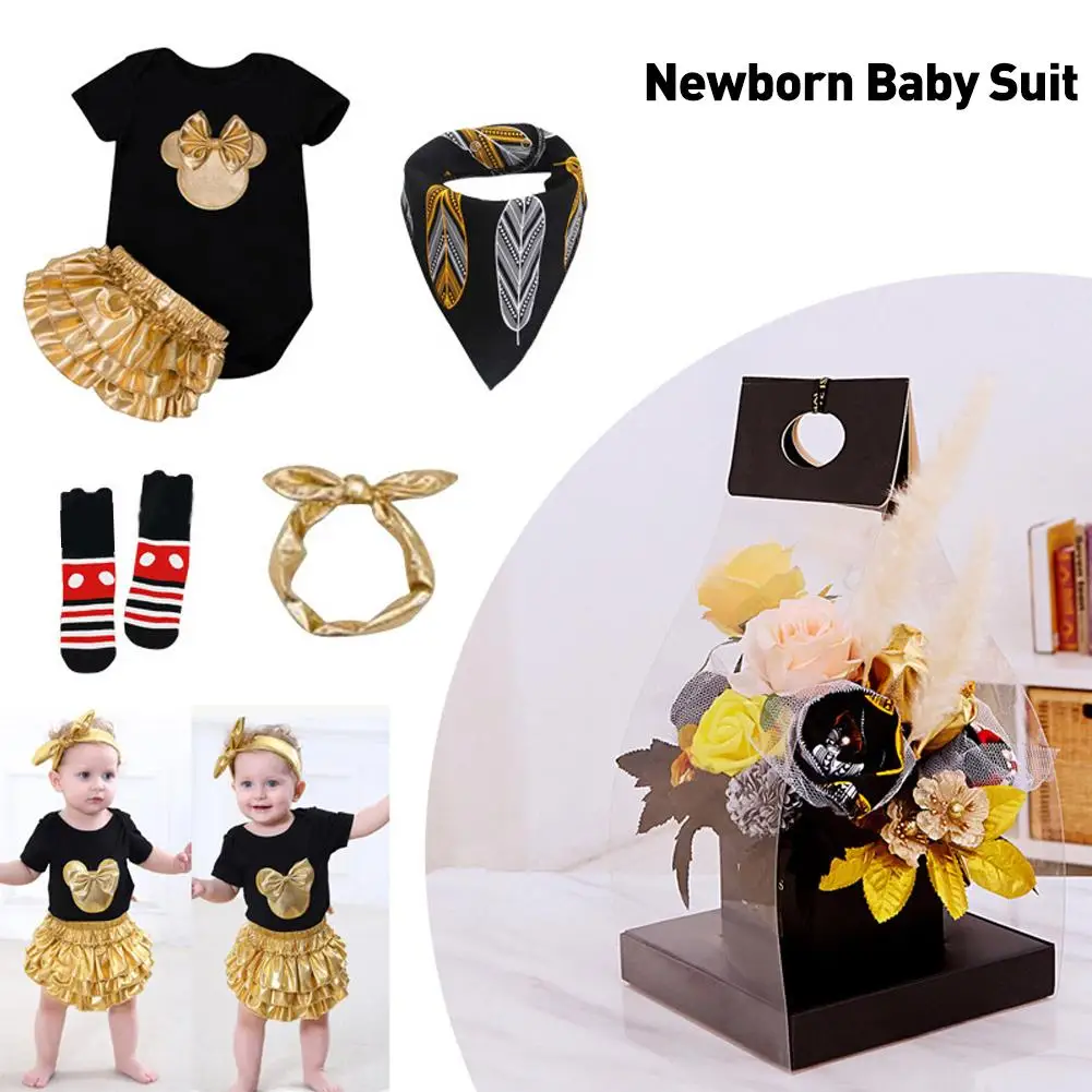 

0-6 Months Fashion Newborn Baby Suit Cotton Clothes Spring And Summer Clothes Romper Shoes Set Gift Box In Stock