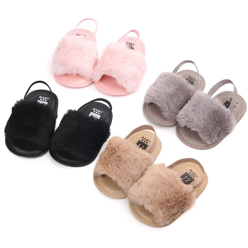 New Born Baby Sandals Fashion Faux Fur 