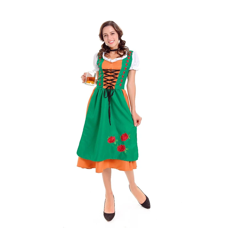 Oktoberfest Deguisement Disfraces Germany Beer Carnaval Dirndl Fancy Dress Sexy Short Sleeve Women Apron Maid Beer Girl Costume (5)