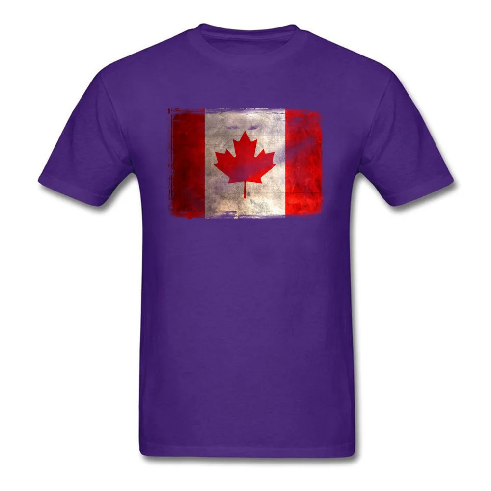Distressed vintage Canada Flag Short Sleeve Tops Shirt Round Neck 100% Cotton Male T-Shirt Customized Sweatshirts Graphic Distressed vintage Canada Flag purple