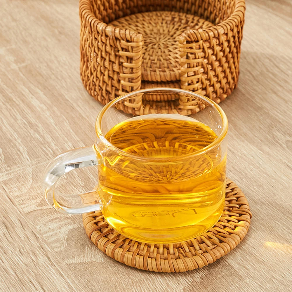 Полный размер вьетнамский тростниковый подстаканник Подставка под чайник никогда не гниющий натуральный растительный кухонный коврик ретро Эко-дружественные аксессуары для чая