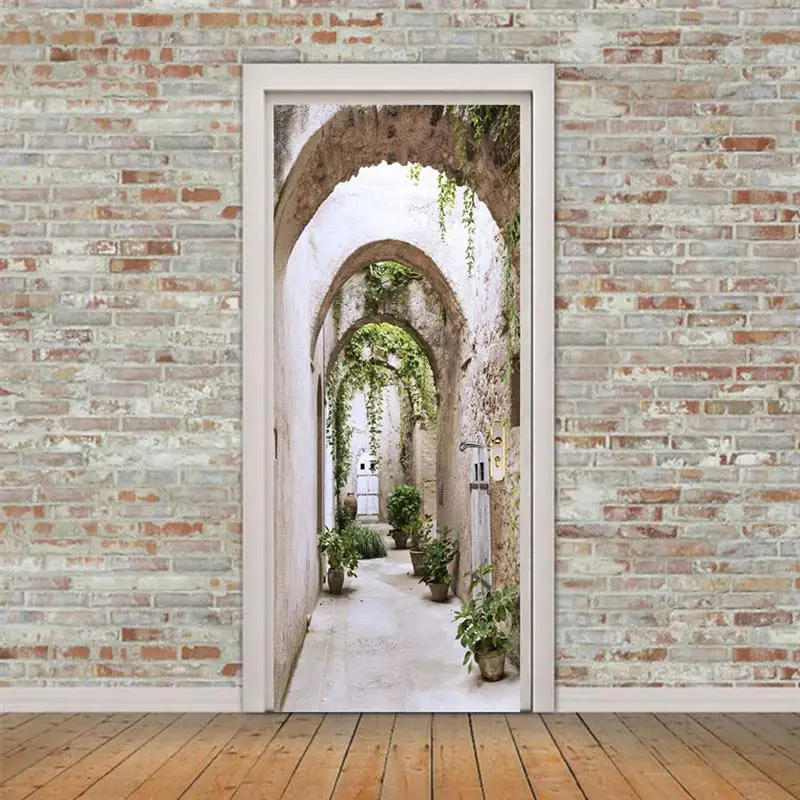 3D Arch Door Removable Sticker Self Adhesive Peel Stick Door Mural Wall