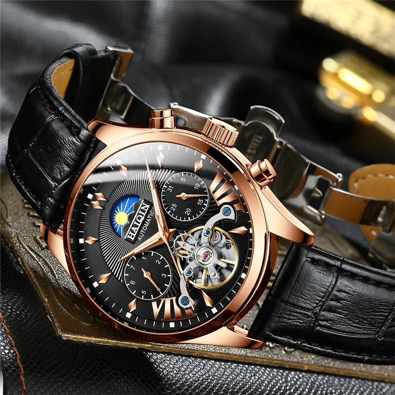 HAIQIN Original Mechanical Watch Unique Men's Watches Waterproof/Military/Sport Wristwatch Male Casual Automatic Wrist Watch Men