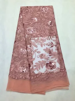 

(5 yards/pc) High quality fashion French design African velvet fabric with sequins stones for lady dress purple AMZ579