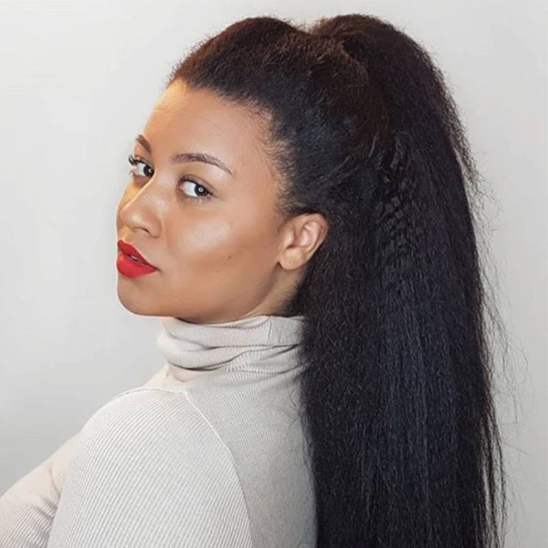 

Kinky Straight Wig Human Hair 13x4 Lace Front Wigs Natural Black Color For Women 130 Density Pre Plucked You May Remy Hair Wigs