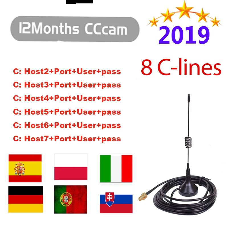 2019 стабильный Cccams 7 линий 1 5 год для Европы ccam испанско португальский Польша