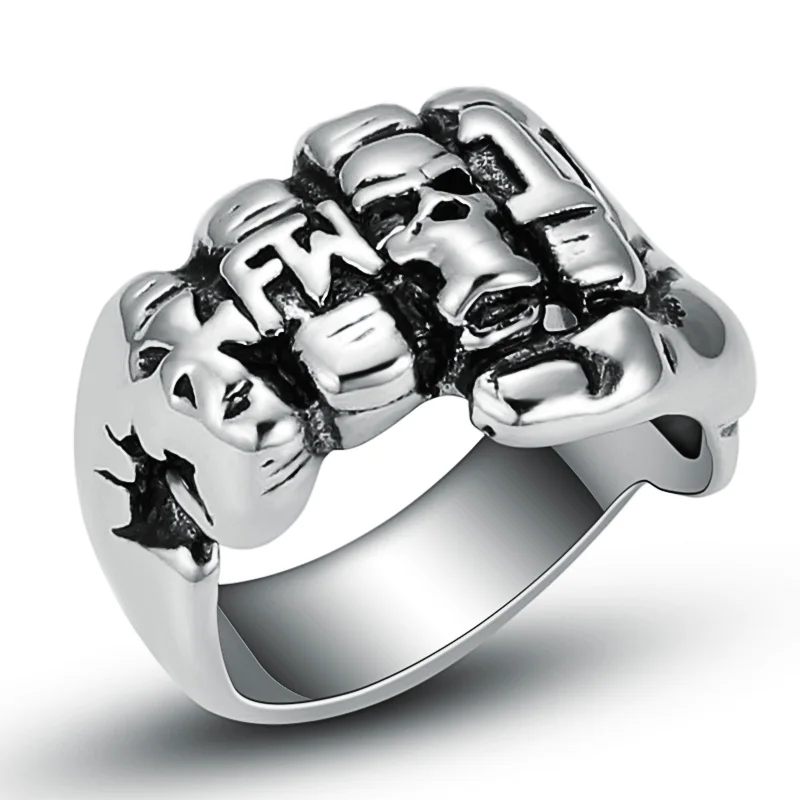 2017 New Stainless Steel Boxing Fist Skull Rings For Men Fashion