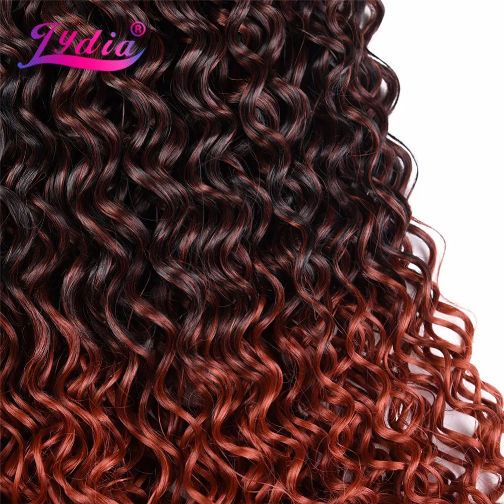 Lydia Two-Tone Ombre Color Synthetic Hair Bundles Curly Wave 10-24 Inch 3PCS/Lot Hair Extension No Shedding