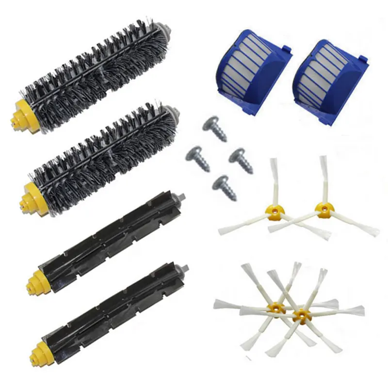 

New 2 Bristle Flexible Beater 4 Armed Brush 4 Screw 2 Aero Vac Filter for iRobot Roomba 600 Series 610 620 625 630 650 660