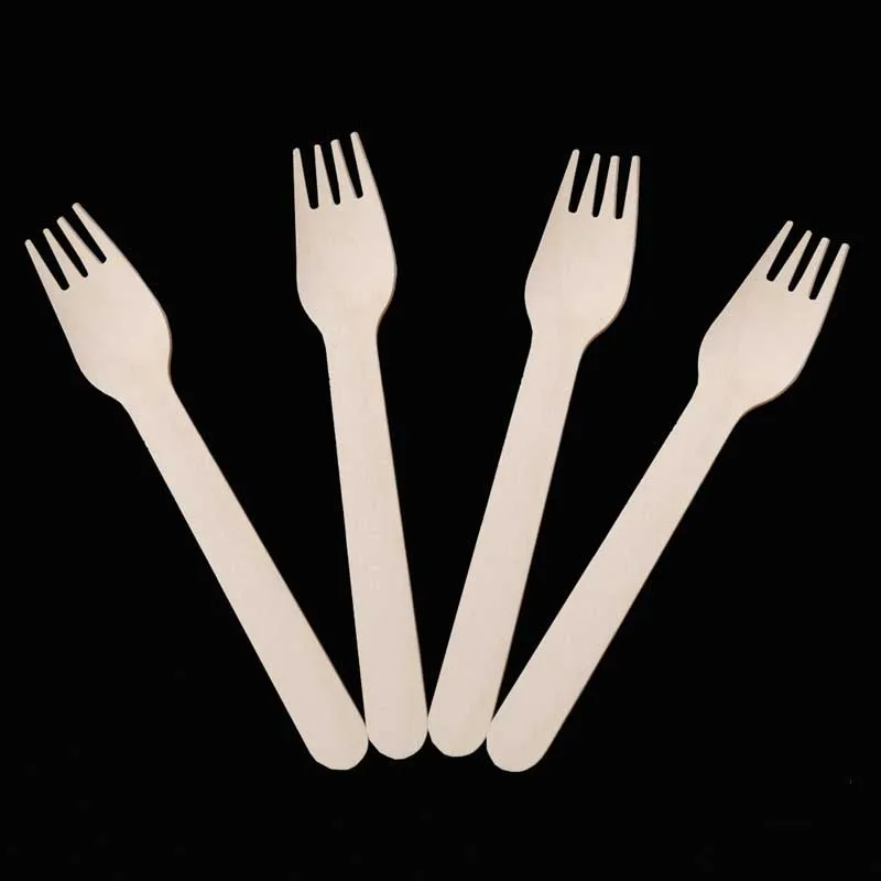 100pcs Eco Friendly Disposable Wooden Forks 16cm wood