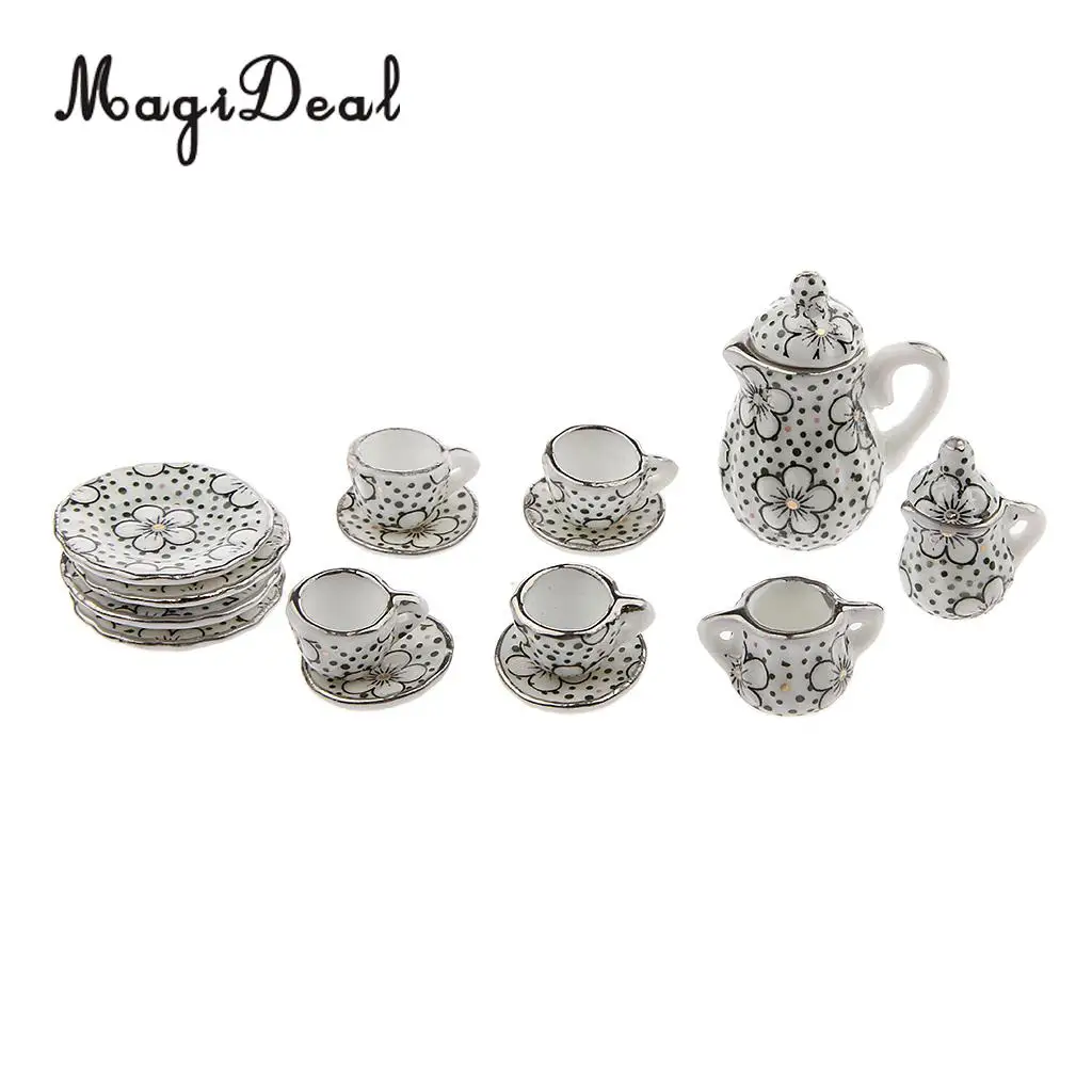MagiDeal 17 шт./лот масштаб 1/12 кукольный домик миниатюрная столовая посуда Чайный