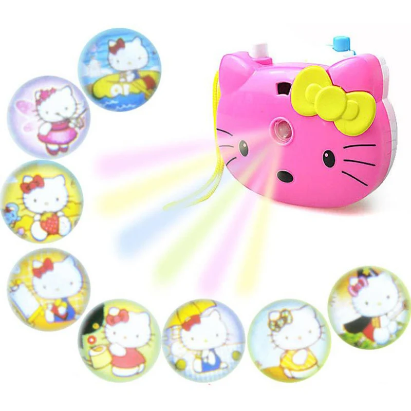 Шт. 1 шт. милый hello kitty свет проекционная камера детские развивающие игрушки для детей проекция мультфильм шаблон камера детский подарок