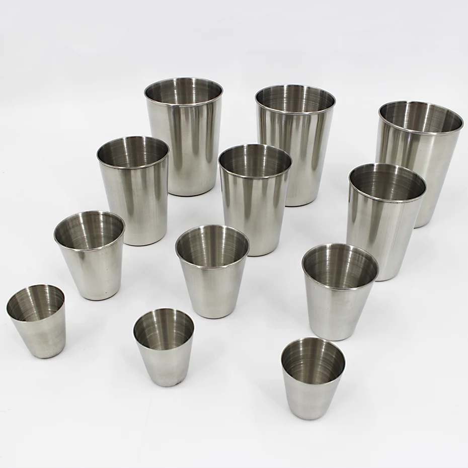 YINGTOUMAN 3 unids/lote 30 ml/50 ml/180 ml/300 ml acampar al aire libre Protable acero inoxidable doble taza de café tazas de consumición