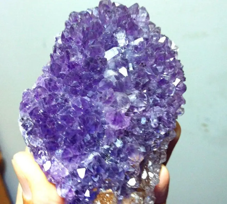 369 г натуральный аметист красивый фиолетовый кварц геодный Кристалл кластер