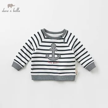 

DB10165 dave bella spring baby boys T-shirt children long sleeve tops infant toddler high quality pullover tops kids tees