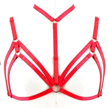 Красный ремень на груди, сексуальный бюстгальтер, Пастельная готика, нижнее белье в стиле панк, эластичный полый, плюс размер, регулируемый бюстгальтер, фестивальный рейв