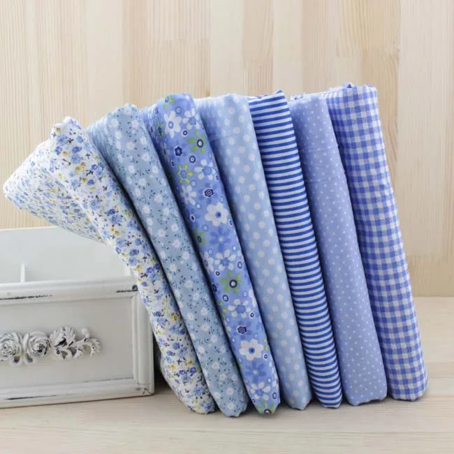 

50 x50cm Blue Floral Mixed Printing Fabric DIY Sewing Accessories Quilting Bedding Cloth