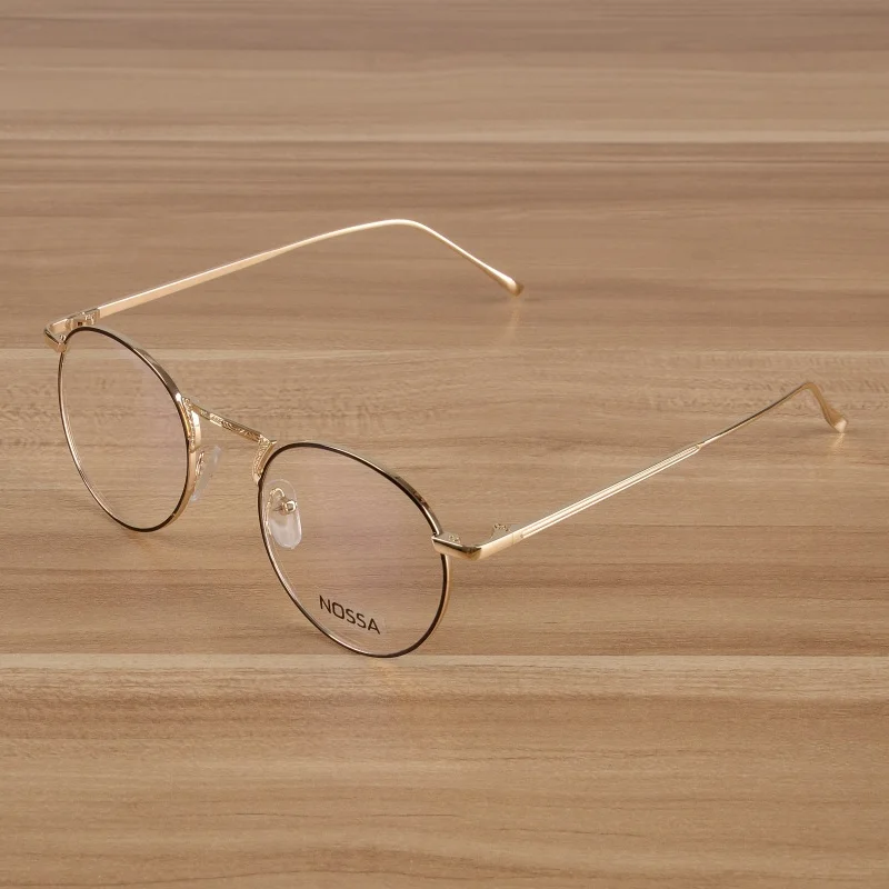 Бренд NOSSA, женские и мужские металлические оптические очки, оправа, элегантные очки по рецепту, оправа для очков для студентов, очки, Лидер продаж - Цвет оправы: Black Gold