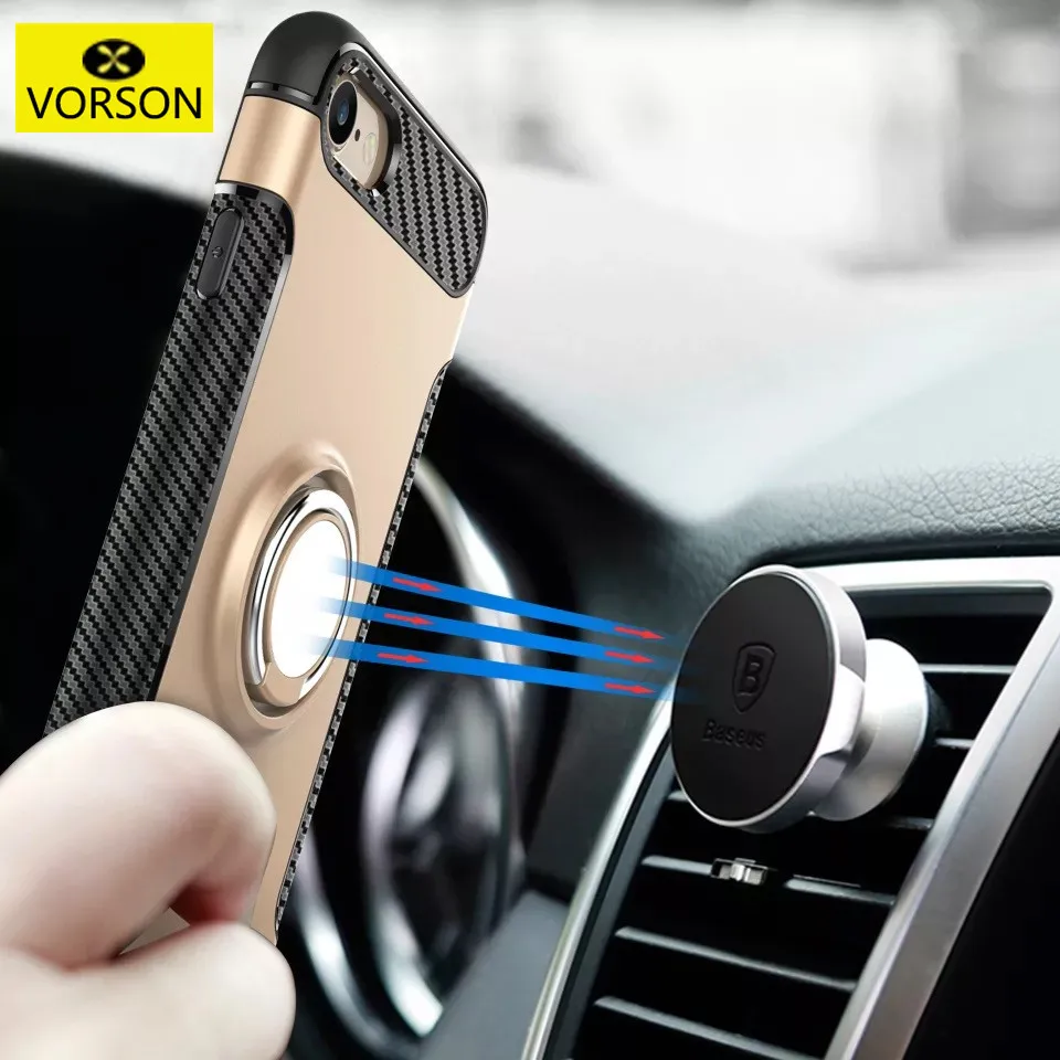 

Luxury hard plastic case for iPhone 7 case iphone 6 6S 6PLUS 5 SEcover soft tpu silicone finger ring Protective Shell Phone Case