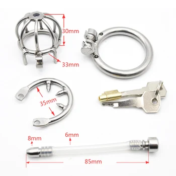 CHASTE BIRD Stainless Steel Cock Cage Penis Ring Male Chastity Device with catheter Stealth New Lock tube Adult Sex Toy A282 6