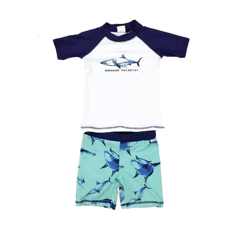 Детские плавки для девочек; комплект одежды для купания для маленьких мальчиков; купальный костюм для маленьких мальчиков; одежда для серфинга с акулой; костюм для бассейна - Цвет: Nave Ocean