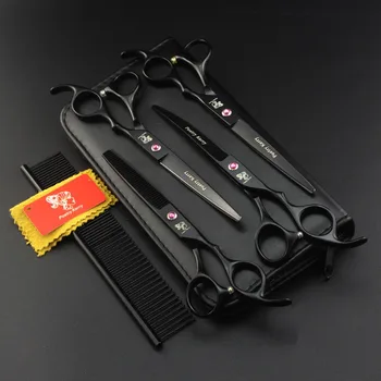 

7INCH Professional Pet grooming scissors sets,STRAIHT & THINNING & CURVED scissors in 1 set 4pcs 8 color available