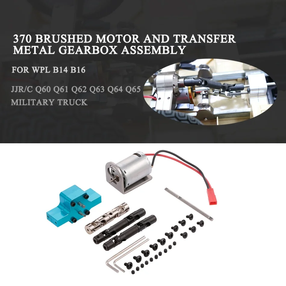 

RC Truck 370 Brushed Motor and Transfer Metal Gearbox Assembly for WPL B14 B16 JJR/C Q60 Q61 Q62 Q63 Q64 Q65 RC Military Truck