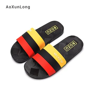

Large Yard Men's Slippers Home Indoor Anti-slip Bathroom Slides PVC Thick-soled Striped Sandals Plus Size Male Massage Slippers
