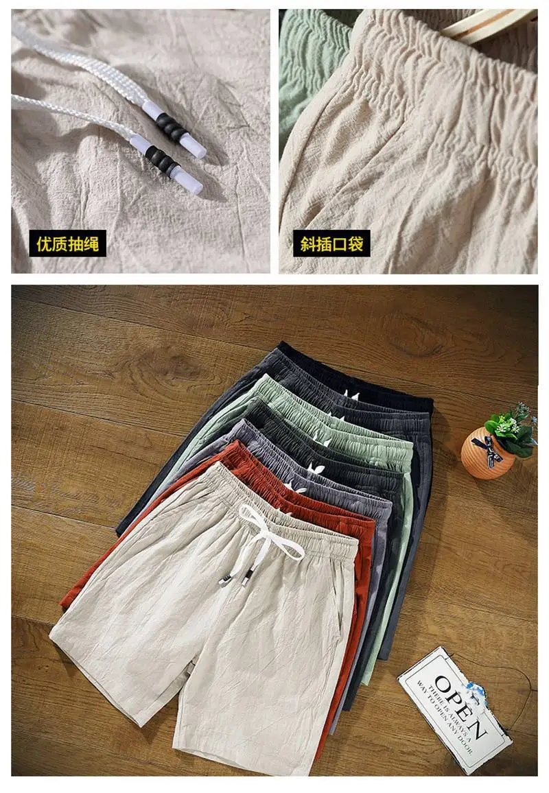 summer Men linen cotton shorts chinese style plus size big 6XL 7XL 8XL 9XL shorts casual men home Stretch shorts green Orange 48 smart casual shorts