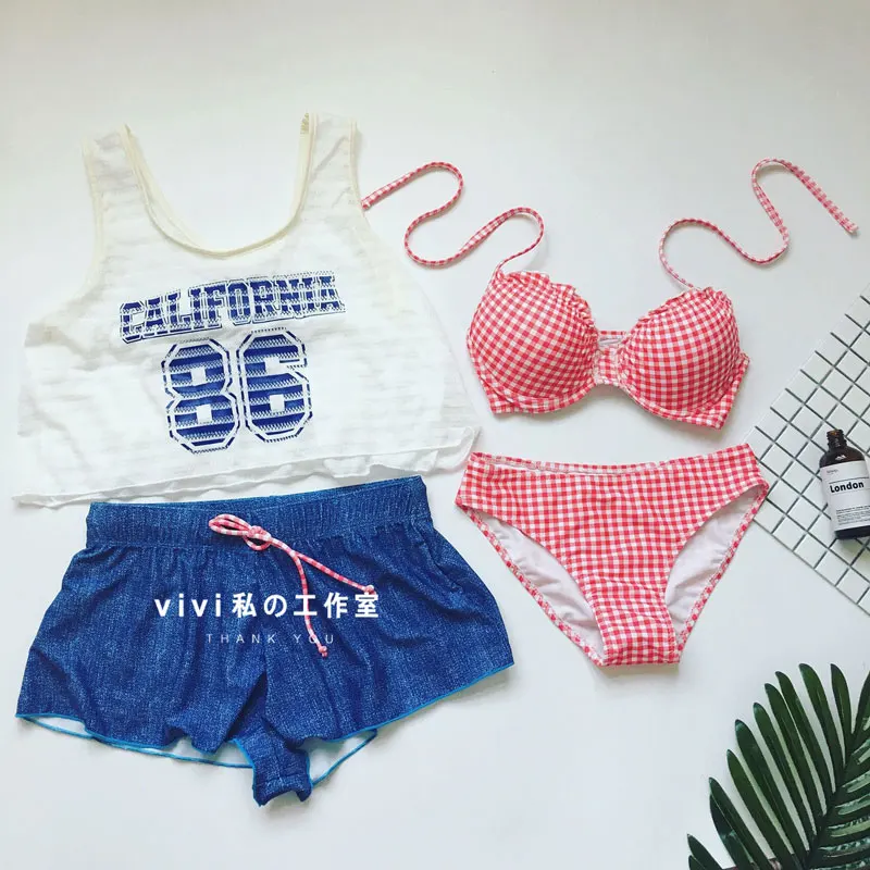 2017 Hot Sale South Korea Female Bikinis Three Or Four Piece Swimsuit