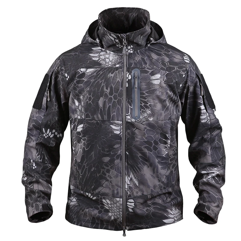 Мужские зимние водонепроницаемые ветрозащитные пальто на молнии с капюшоном ветровка Открытый Восхождение Охота мягкой оболочки тактические куртка верхняя одежда