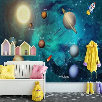 

beibehang papier peint mural 3d Fashion Personality Photo Hand-painted Space Universe Children's Room Wallpaper papel de parede