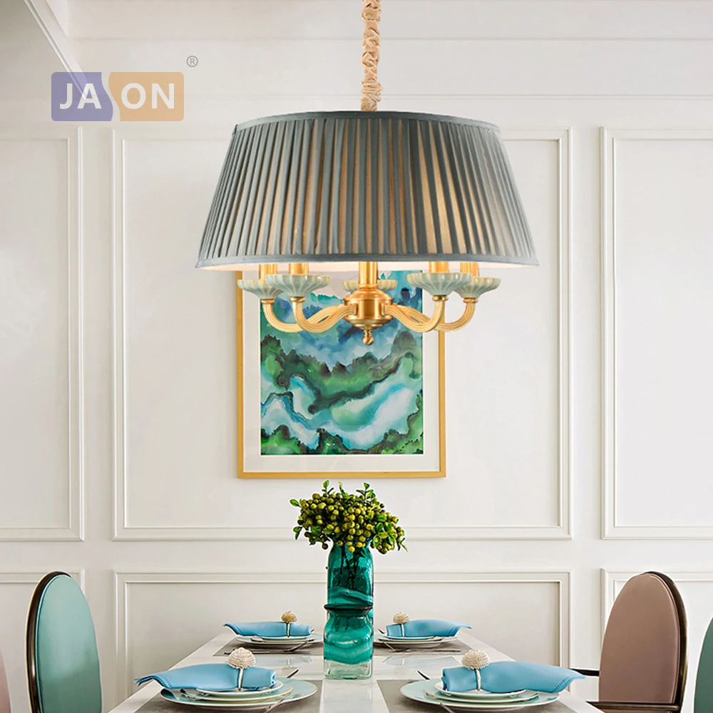 

led e14 Postmodern Copper Ceramic Fabric Green LED Lamp LED Light.Pendant Lights.Pendant Lamp.Pendant light For Dinning Room