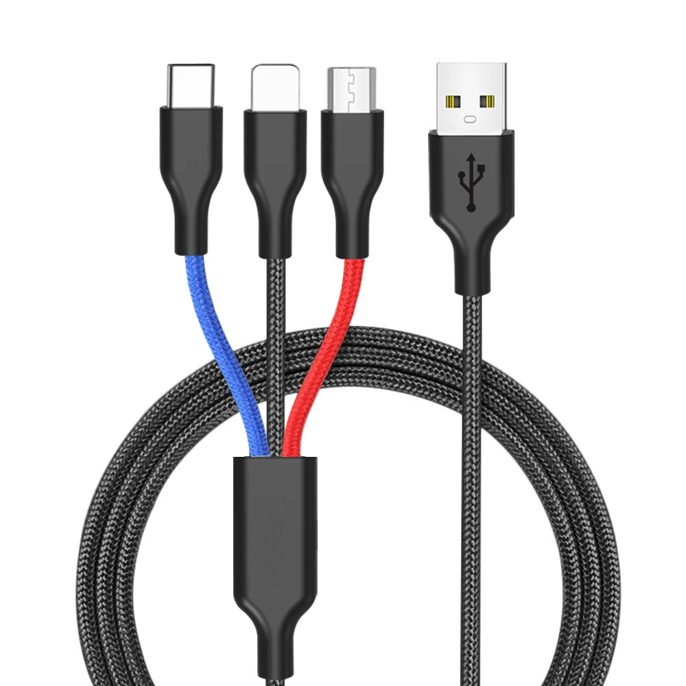 Кабель USB VOXLINK 3 в 1 для iPhone XS Max XR X 8 7 зарядный кабель Micro Android Type C кабели мобильных